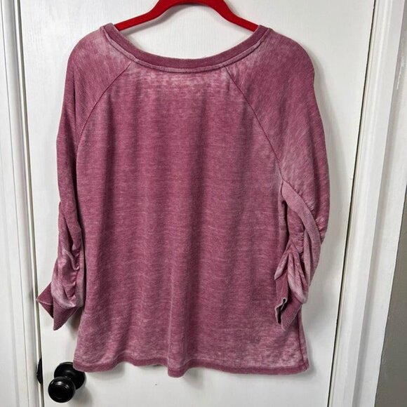 Jane and Delaney Rose Pink Ruched Sleeve Thermal Ombré Tie Dye Top Medium - Picture 10 of 10